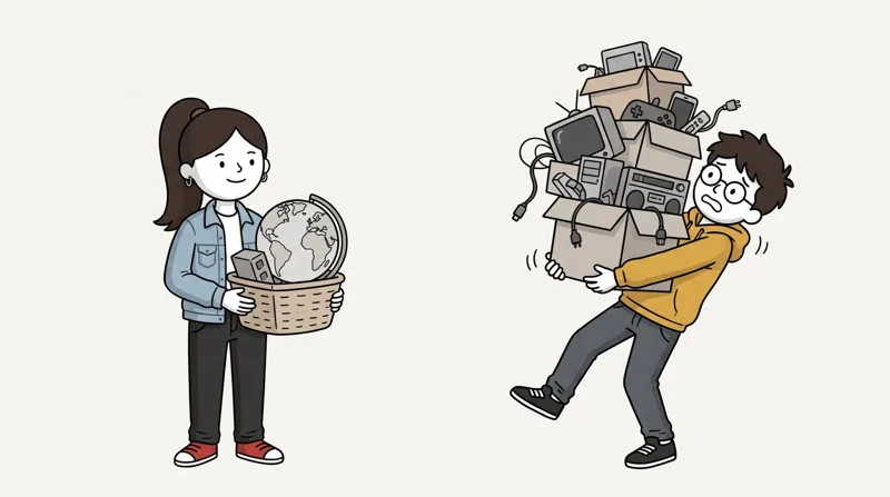 Ilustración del capítulo 5: María con una cesta sencilla y Dani cargado de cajas