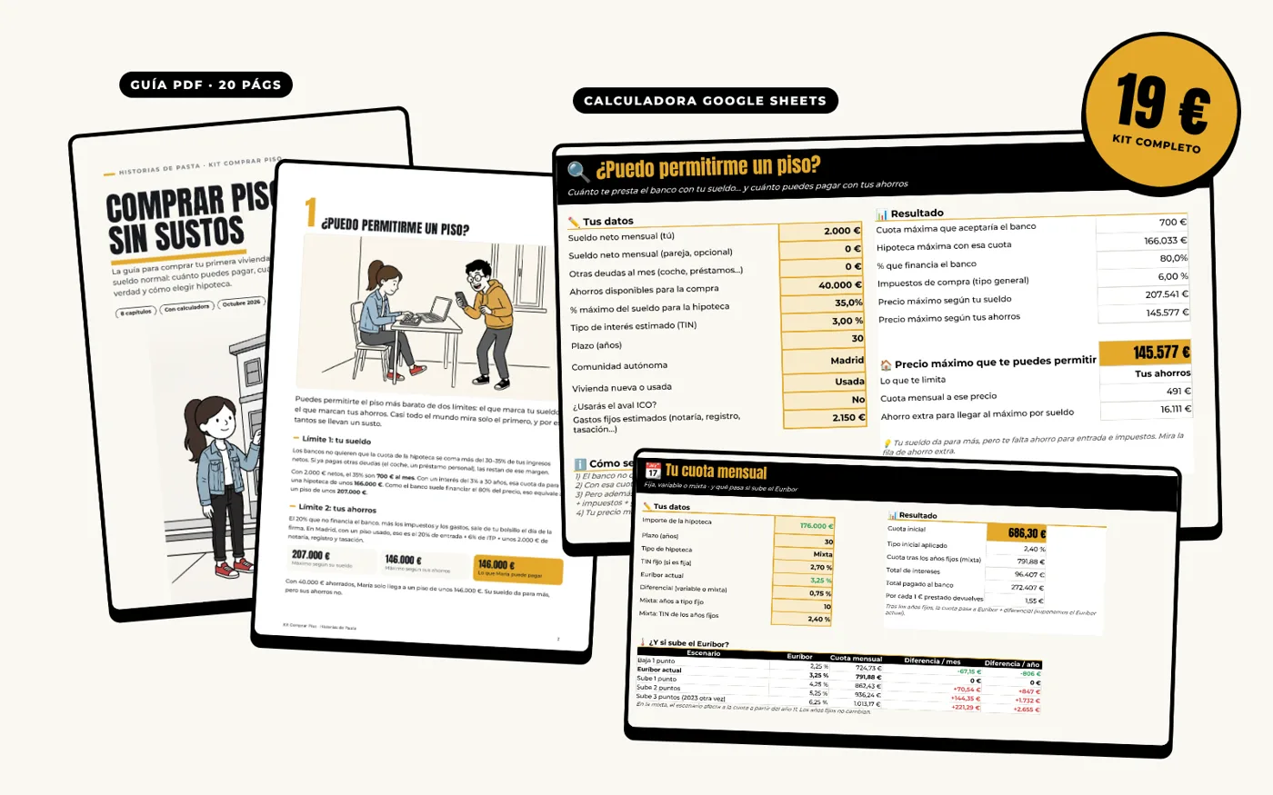 La guía en PDF y la calculadora en Google Sheets del Kit Comprar Piso